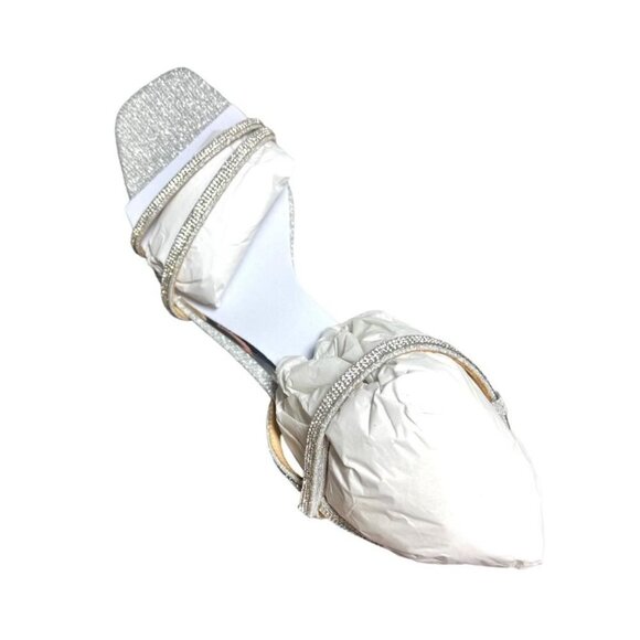 Badgley Mischka Womens Silver Glittery Square Open Toe Wedge Sandals Sz 9 New - Picture 3 of 13